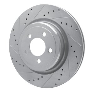 Dodge Magnum Brake Rotor (1) - Rear Left - R1 Concepts - Drilled & Slotted - Silver - `06-`23